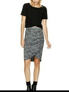 wilfred free knit charcoal slub midi skirt
